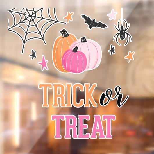 Halloween Trick oder Treat Pink Pumpkins Spiegelle Fensteraufkleber (Blatt 2)