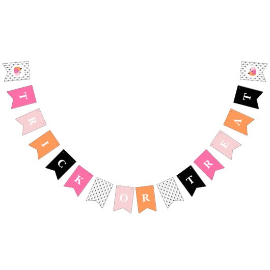 Halloween TRICK ODER TREAT Pink Pumpkins und Spinn Wimpelkette (Alle)