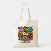 Halloween Trick oder Treat Pumpkin Ghost Kalligraf Tragetasche (Rückseite)