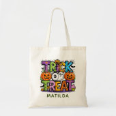 Halloween Trick oder Treat Pumpkin Ghost Kalligraf Tragetasche (Vorne)
