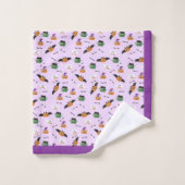 Halloween Trick oder Treat Pumpkin-Muster Lila Badhandtuch Set (Waschlappen)