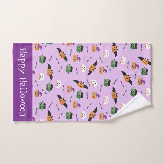 Halloween Trick oder Treat Pumpkin-Muster Lila Badhandtuch Set (Handtuch)