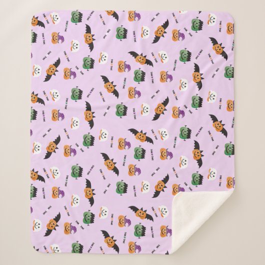 Halloween Trick oder Treat Pumpkin-Muster Lila Sherpadecke (Vorderseite)