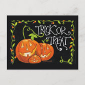 Halloween Trick oder Treat Pumpkin und Candy Corn Postkarte (Vorderseite)