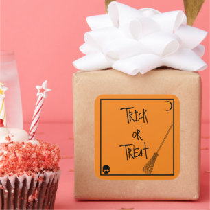 Halloween Trick oder Treat Quadratischer Aufkleber