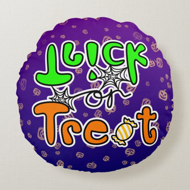 Halloween Trick oder Treat Rundes Kissen (Vorderseite)