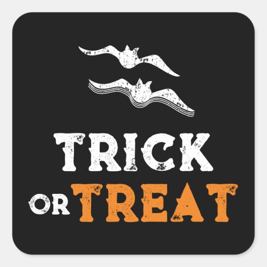 Halloween Trick oder Treat, schwarze Fledermäuse K Quadratischer Aufkleber (Vorderseite)