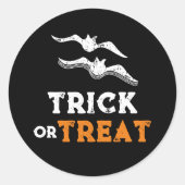 Halloween Trick oder Treat, schwarze Fledermäuse K Runder Aufkleber (Vorderseite)