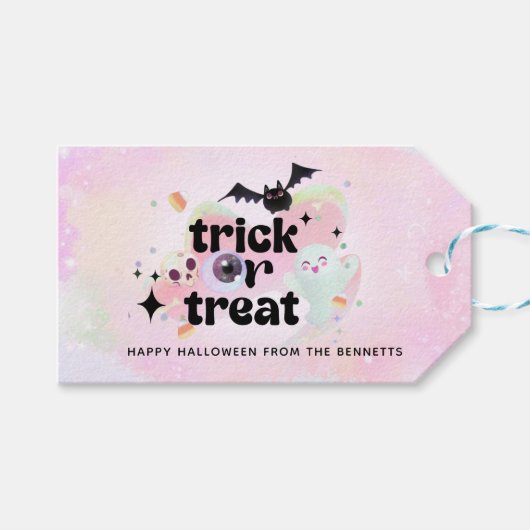 Halloween Trick oder Treat sprichwörtliche Geschen Geschenkanhänger (Vorderseite (Horizontal))