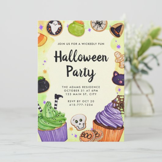 Halloween Trick oder Treat-Süßigkeiten Einladung (Stehend Vorderseite)