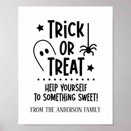 Halloween Trick oder Treat Table Sign Poster (Vorne)
