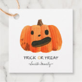 Halloween Trick oder Treat Watercolor Pumpkin Kids Geschenkanhänger (Vorderseite)