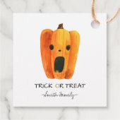 Halloween Trick oder Treat Watercolor Pumpkin Kids Geschenkanhänger (Rückseite)