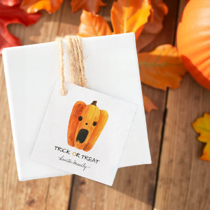 Halloween Trick oder Treat Watercolor Pumpkin Kids Geschenkanhänger