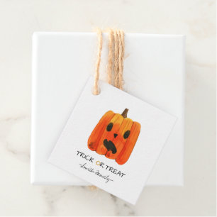 Halloween Trick oder Treat Watercolor Pumpkin Kids Geschenkanhänger