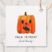 Halloween Trick oder Treat Watercolor Pumpkin Kids Geschenkanhänger (Rückseite)