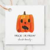 Halloween Trick oder Treat Watercolor Pumpkin Kids Geschenkanhänger (Vorderseite)