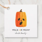 Halloween Trick oder Treat Watercolor Pumpkin Kids Geschenkanhänger (Vorderseite)
