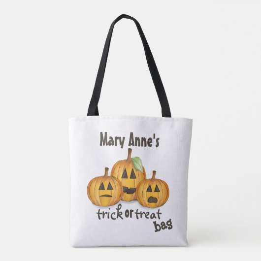Halloween Trick oder Treat Whimsical Jack O'Lanter Tasche (Rückseite)