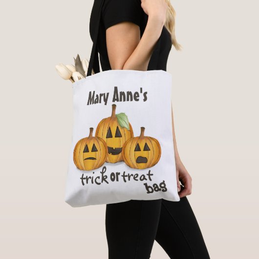Halloween Trick oder Treat Whimsical Jack O'Lanter Tasche (Von Nahem)
