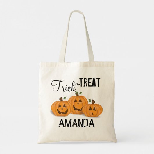 Halloween Trick oder Treat Whimsical Pumpkin Tragetasche (Rückseite)