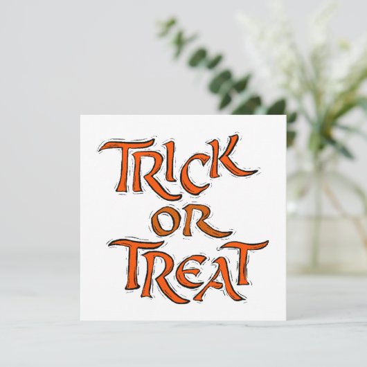 Halloween Trick oder Treat Words Einladung (Stehend Vorderseite)