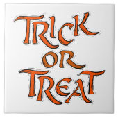 Halloween Trick oder Treat Words Fliese (Vorderseite)