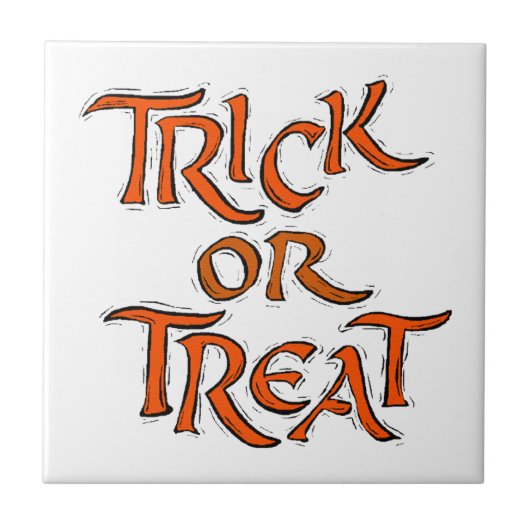 Halloween Trick oder Treat Words Fliese (Vorderseite)