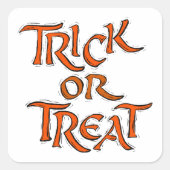 Halloween Trick oder Treat Words Quadratischer Aufkleber (Vorderseite)