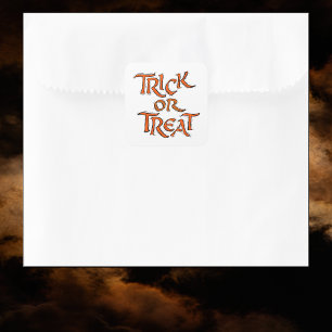 Halloween Trick oder Treat Words Quadratischer Aufkleber