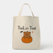 Halloween-Trick oder Treatbär in der Pumpkin Tote- Tragetasche (Rückseite)