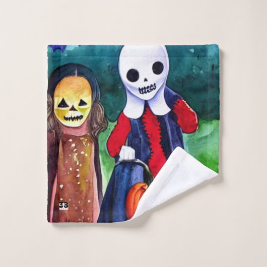 Halloween Trick oder Treaters Badhandtuch Set (Waschlappen)