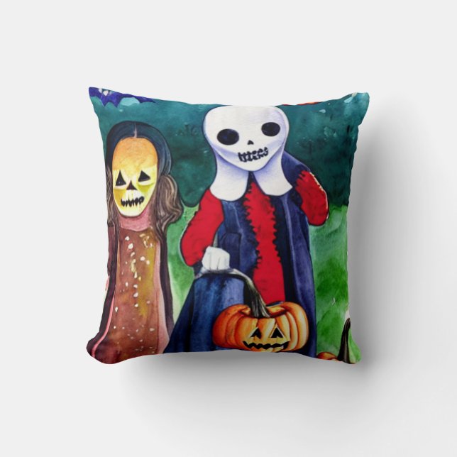 Halloween Trick oder Treaters Kissen (Vorderseite)
