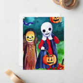 Halloween Trick oder Treaters Mitteilungskarte (Vorderseite/Rückseite Beispiel)