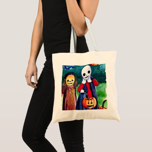 Halloween Trick oder Treaters Tote Bag Tragetasche (Vorderseite (Produkt))