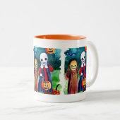 Halloween Trick oder Treaters Zweifarbige Tasse (VorderseiteRechts)