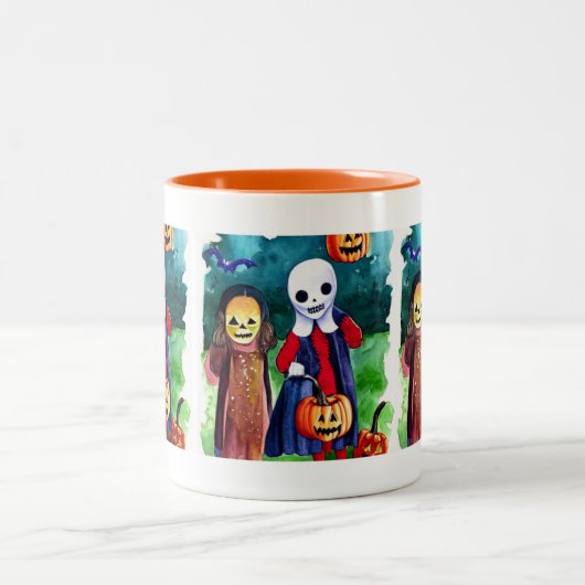 Halloween Trick oder Treaters Zweifarbige Tasse (Mittel)