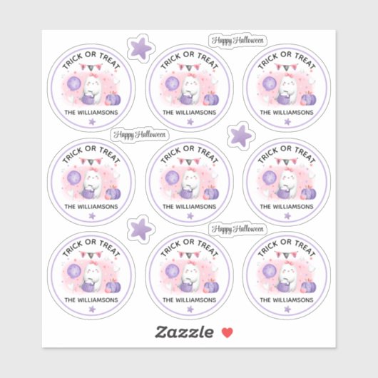 Halloween Trick oder Treatname Pink Kiss Cut Aufkleber (Blatt)