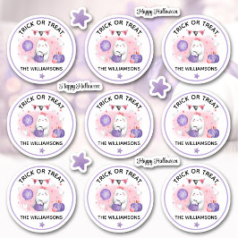 Halloween Trick oder Treatname Pink Kiss Cut Aufkleber