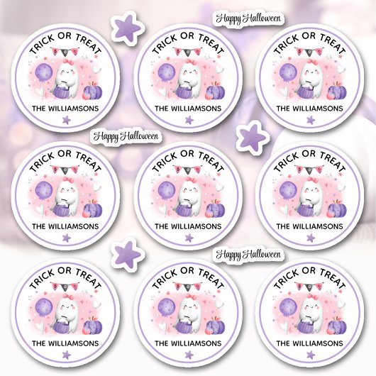 Halloween Trick oder Treatname Pink Kiss Cut Aufkleber