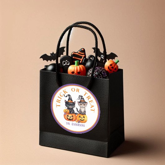Halloween Trick oder Treten Niedliche Kätzchen & K Runder Aufkleber