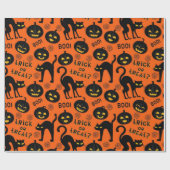 Halloween Trick or Treat Black Cat Gothic Pumpkins Geschenkpapier (Flach)
