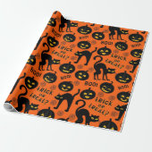 Halloween Trick or Treat Black Cat Gothic Pumpkins Geschenkpapier (Ungerollt)