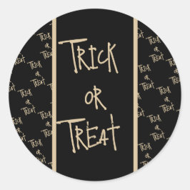 Halloween trick or treat black gold runder aufkleber