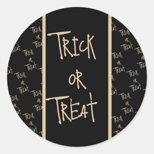 Halloween trick or treat black gold runder aufkleber (Vorderseite)