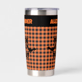 Halloween Trick or Treat Orange & Black Plaid Name Thermobecher (Links)