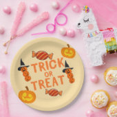 Halloween "Trick or Treat" Papier Teller mit Pumpk (Party)