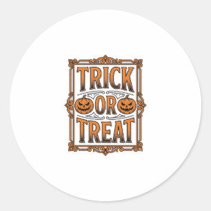 Halloween Trick Treat Kürbis Schädel Vintage Gravu Runder Aufkleber