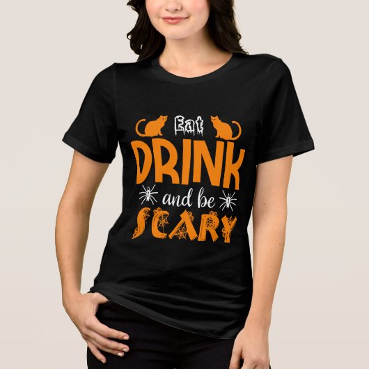 Halloween trinken und Beängstigend sein, modern wi Tri-Blend Shirt (Vorderseite)