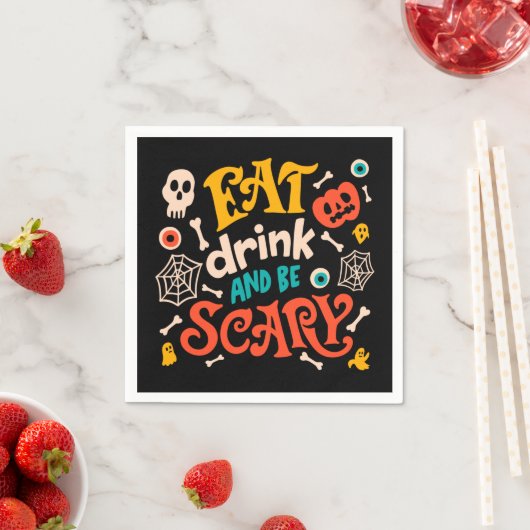 Halloween trinken und Beängstigende moderne Schrif Serviette (Beispiel)